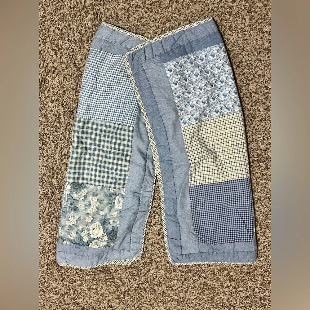 2 Blue Patchwork Quilt Pillow Shams